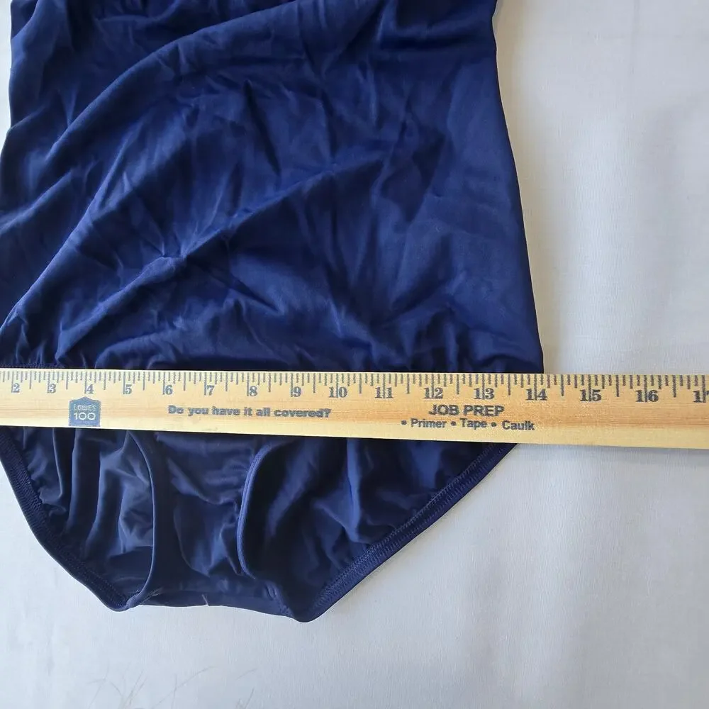 Lands' End women's navy blue modest cut One-Piece Swimsuit/ 4